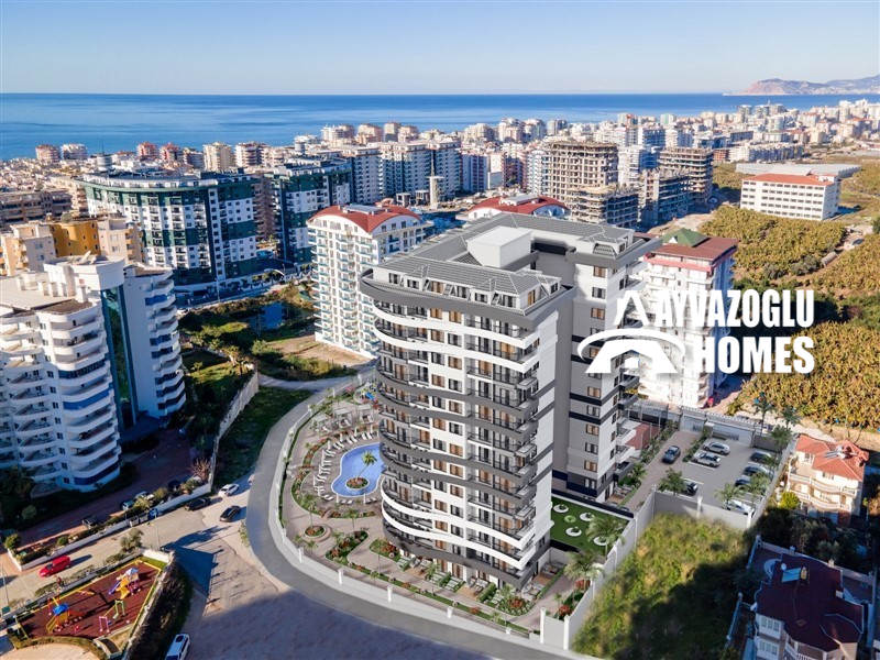 Appartement 1+1 au 10ème étage à Mahmutlar - avec vue panoramique et infrastructure riche, à seulement 700 m de la mer !