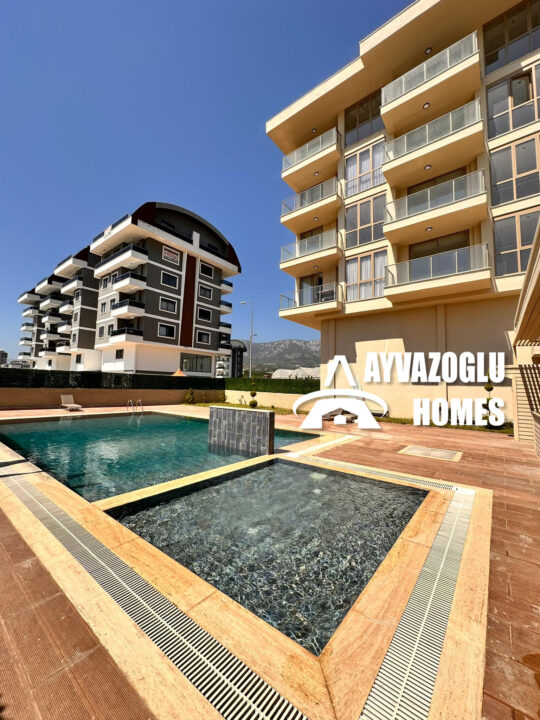 Appartement 1+1 à Kargicak - Nouvelle résidence avec toutes les infrastructures, à seulement 300 mètres de la mer